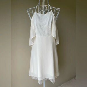 Bcbg off white lace backless dress
